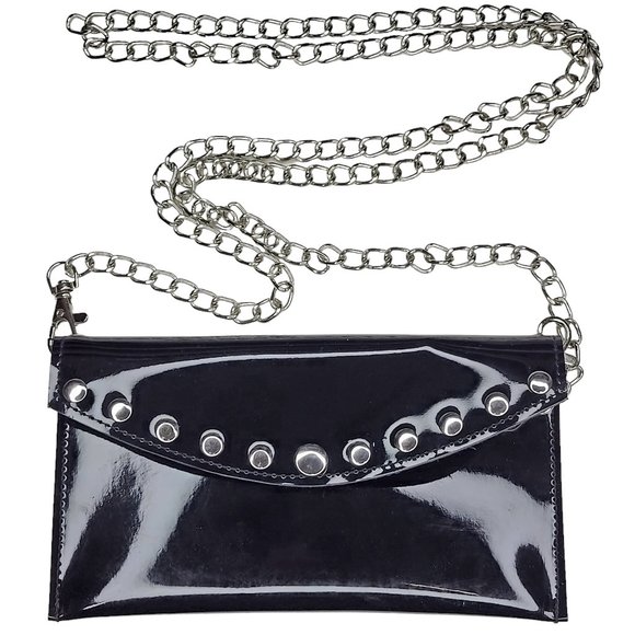 Studded Vinyl Mini Purse with Removable Chain Shoulder Strap - Picture 1 of 9